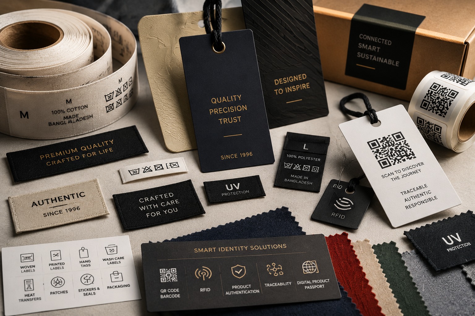 Woven label under inspection