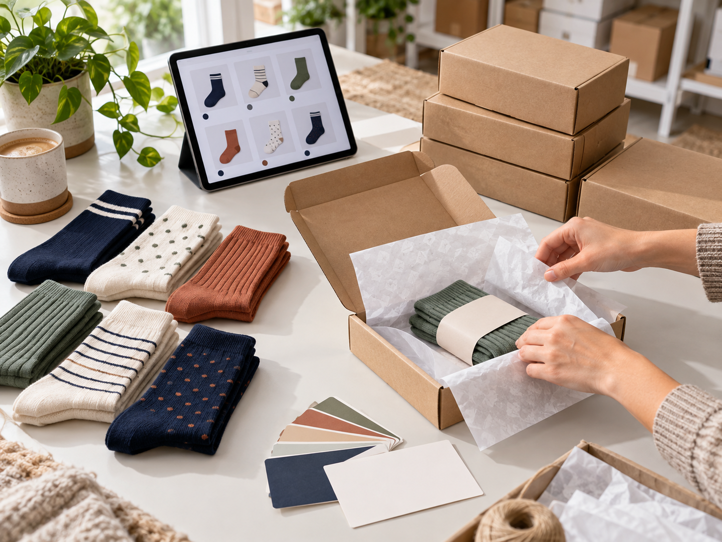 E-commerce sock packing and despatch