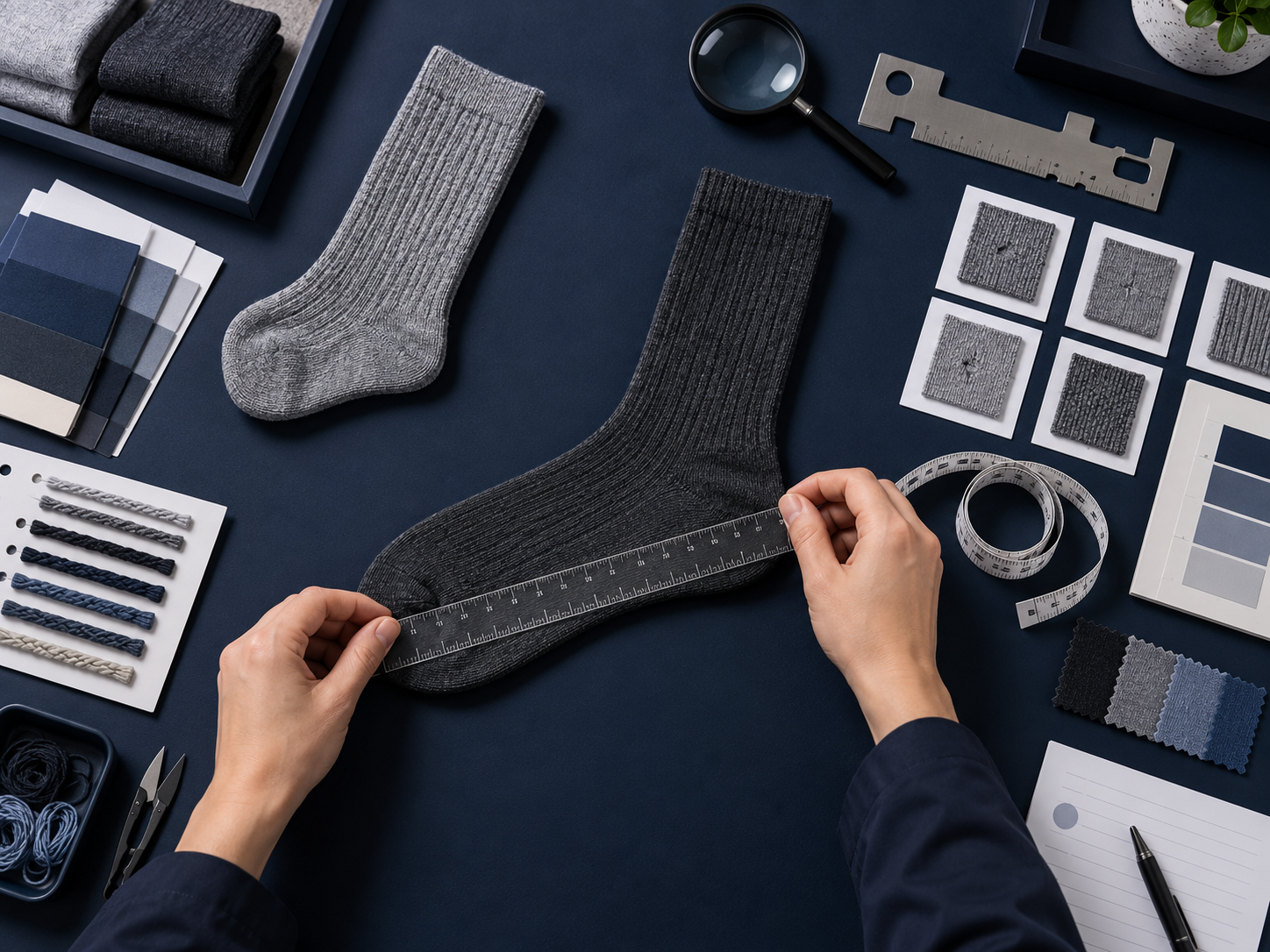 Measurement and testing of finished socks